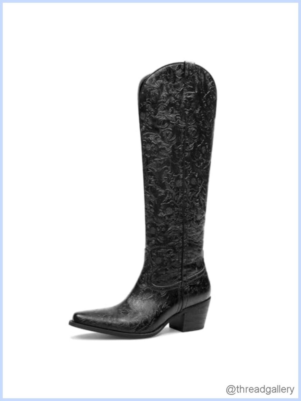 Women's Cowboy Boots Knee High Western Chunky Block Heel Pointed Toe Pull On